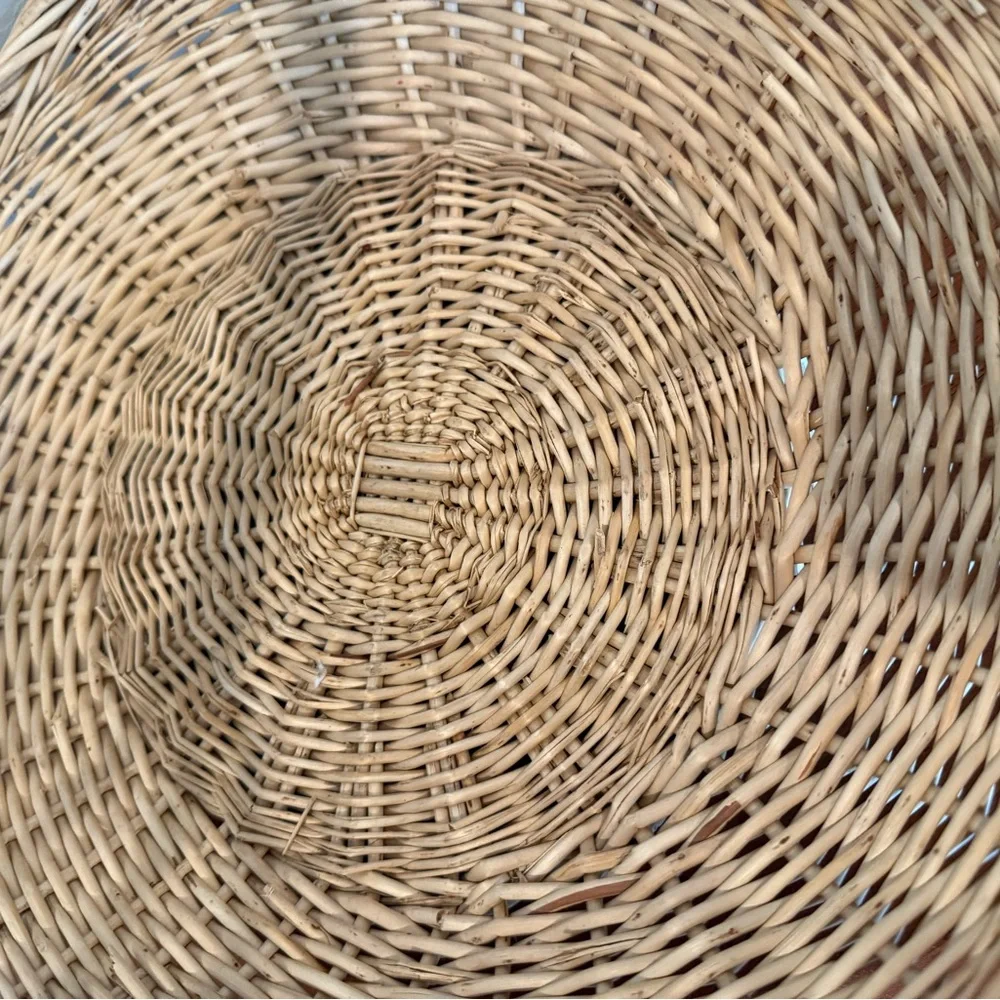 Vintage Woven Rattan Basket with‎ Handle French Country Farmhouse